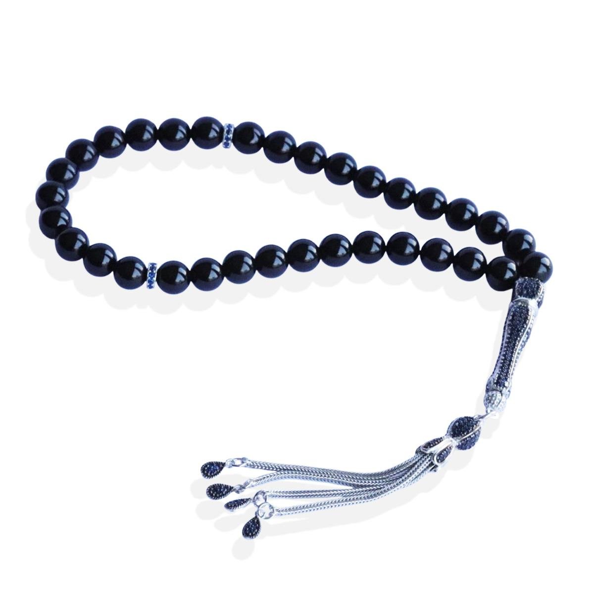 Onix Doğaltaşlı Gümüş Tesbih