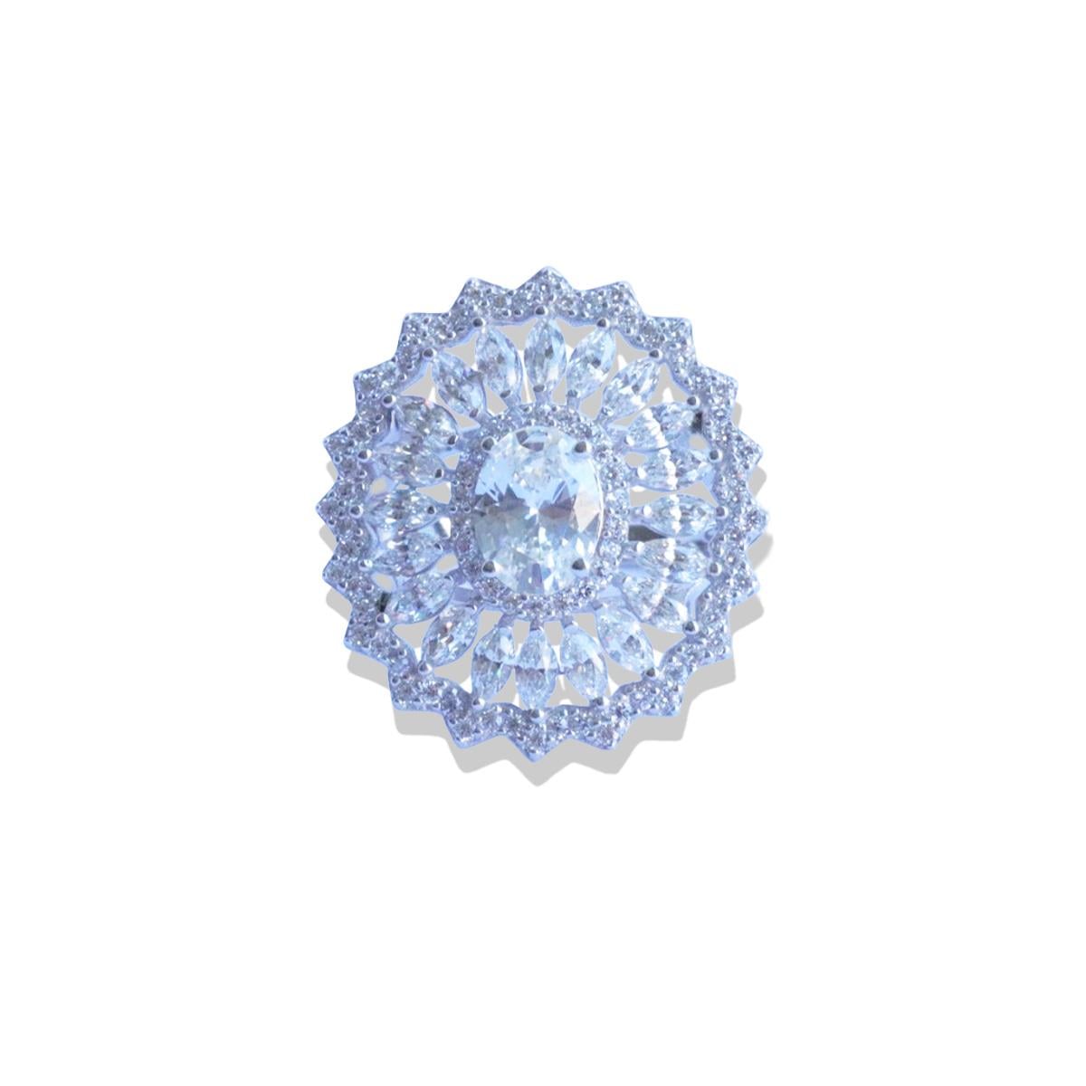 Oval Mekik Taşlı Sky Diamond  Gümüş Yüzük