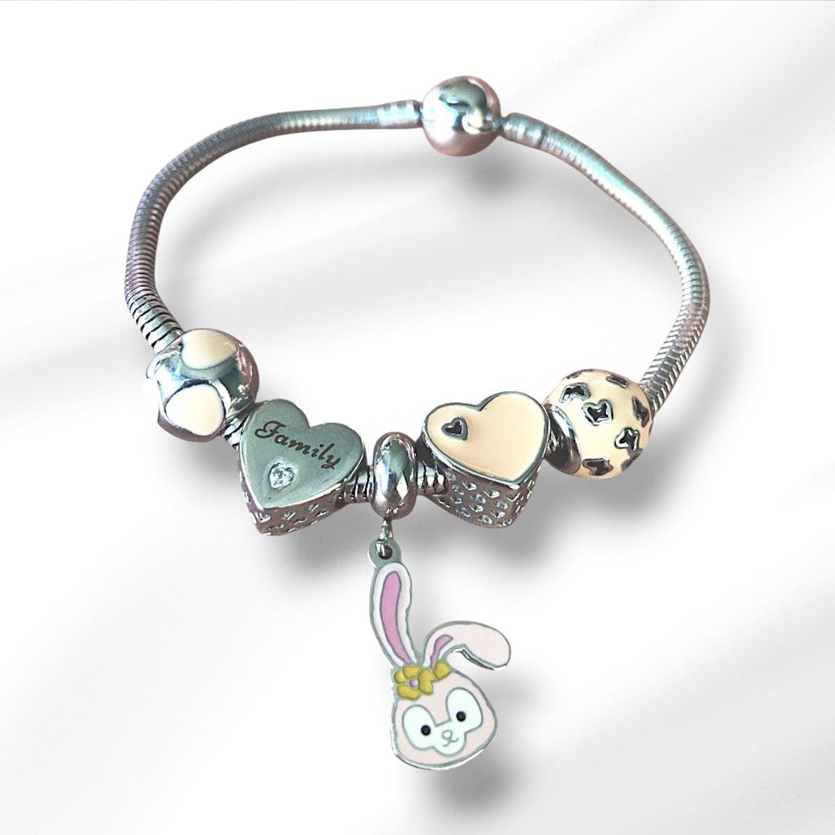 Rabbit Family Charm Çelik Bileklik