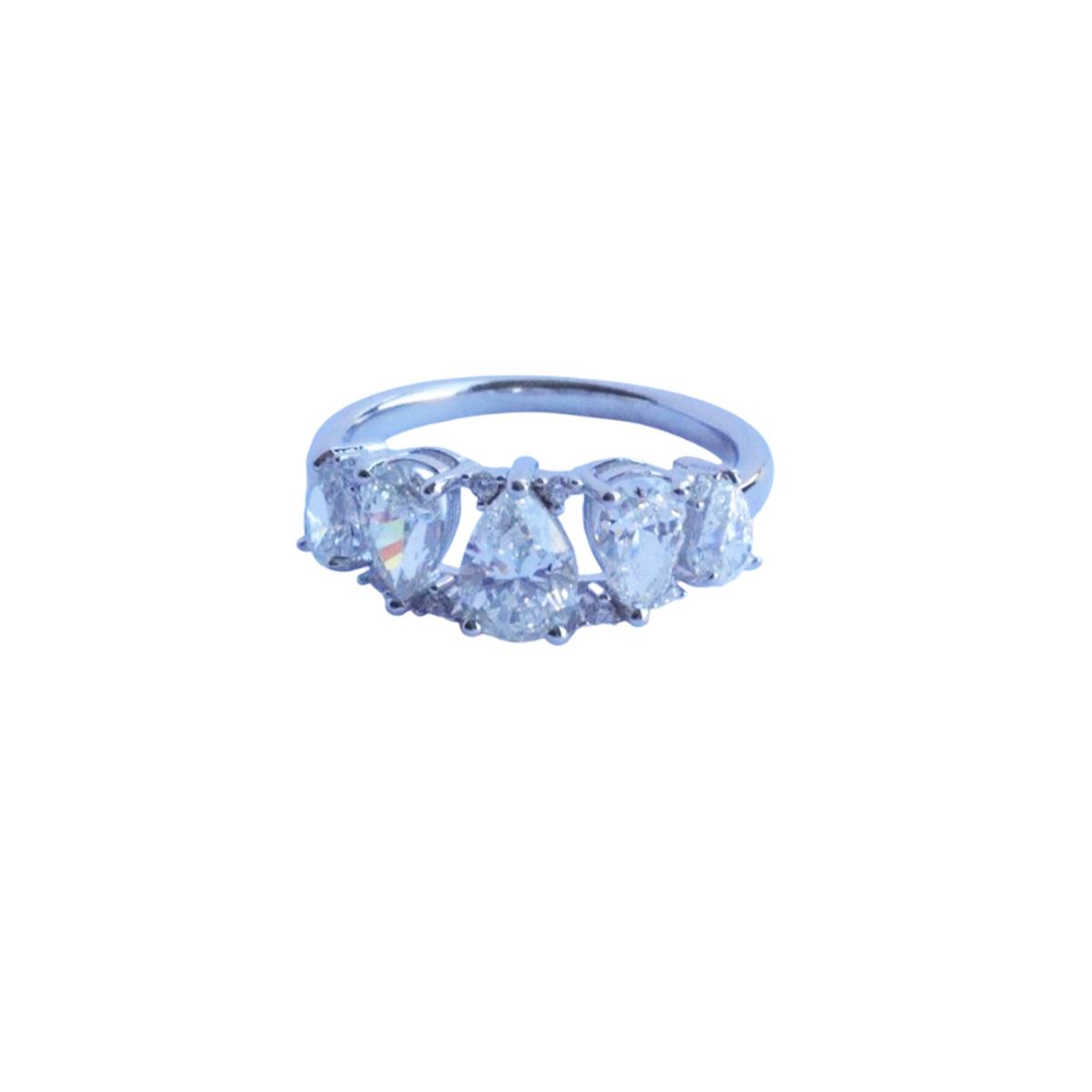 Sky Diamond Pear Kesimli Gümüş Yüzük
