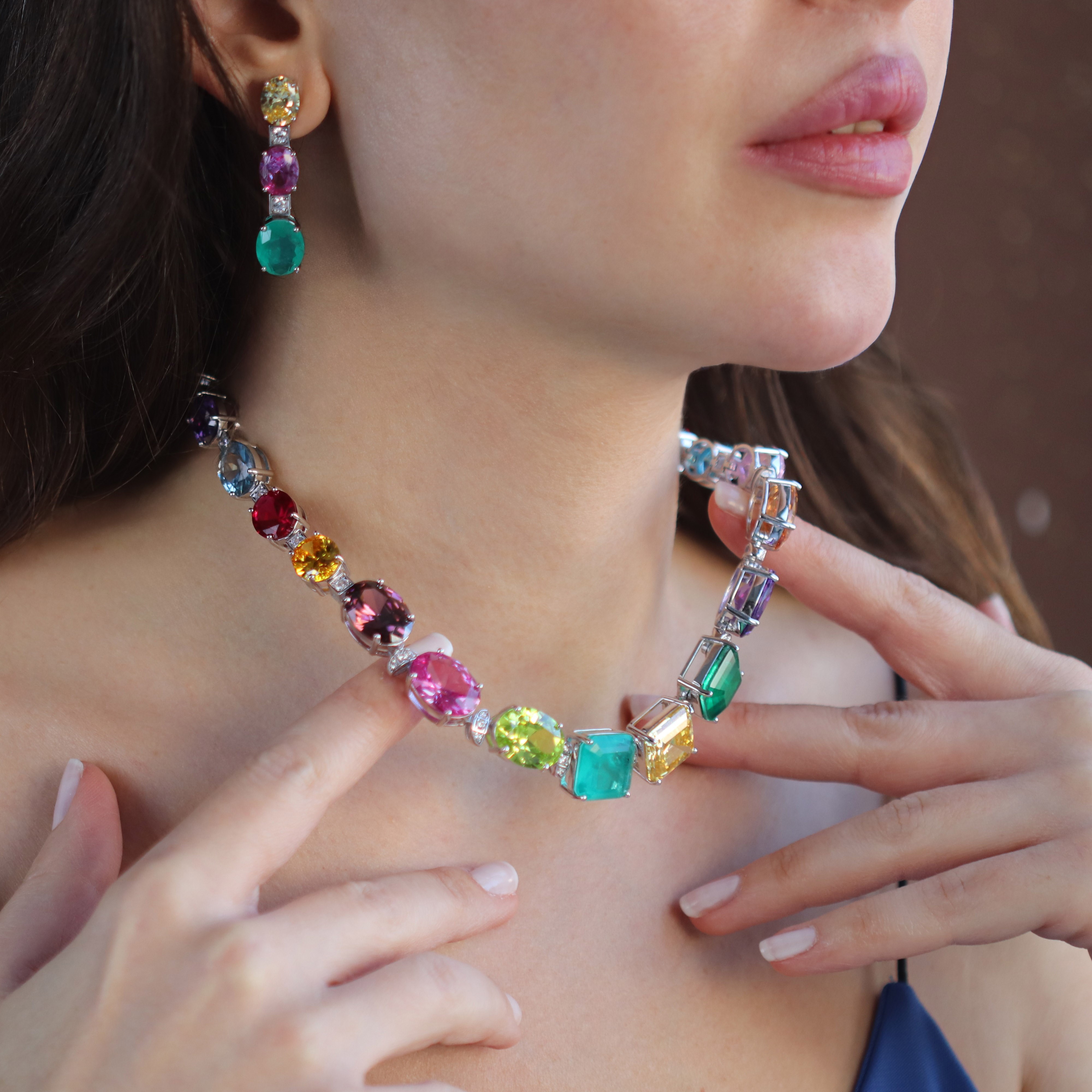 Swarovski Cubic Taşlı Gümüş Gerdanlık