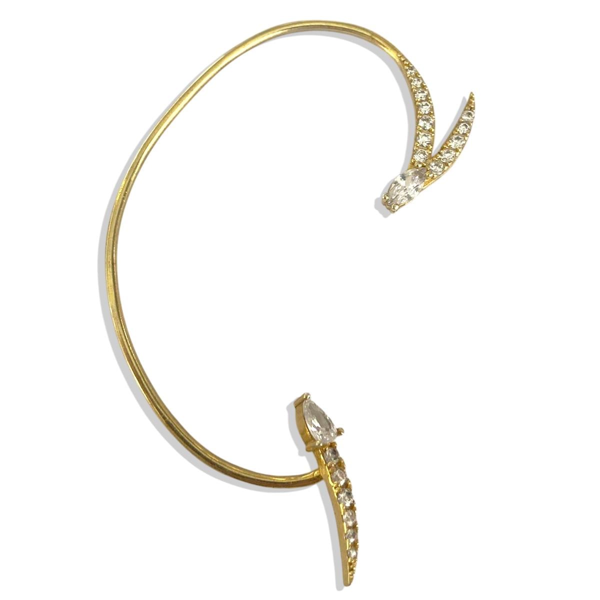 Taşlı Gold Gümüş Kıkırdak Kelepçe Küpe