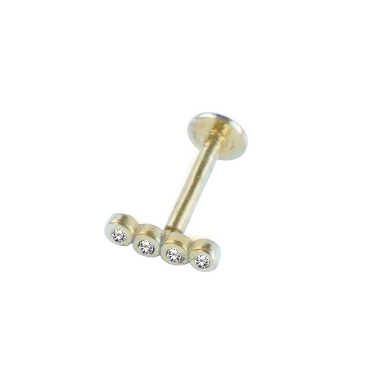 Taşlı Mini Gold Gümüş Tragus