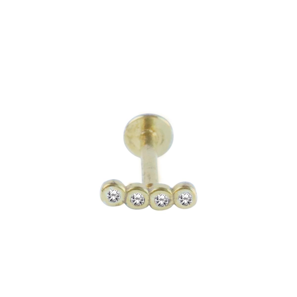 Taşlı Mini Gold Gümüş Tragus