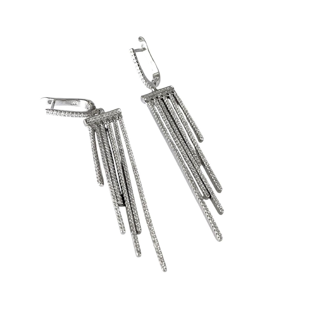 Taşlı Sarkıt Gümüş Küpe