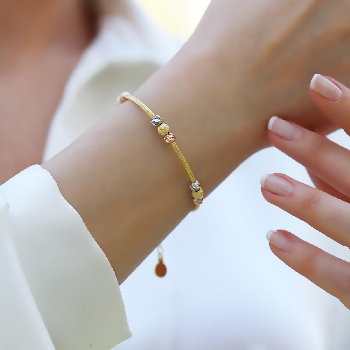 Toplu Gold Kaplama Gümüş Dorika Bileklik