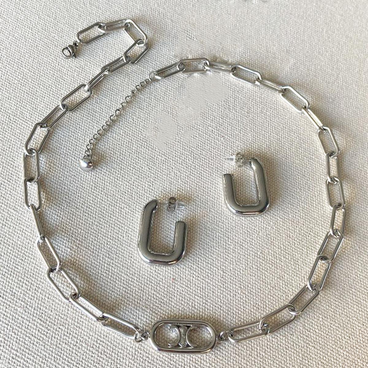 Trend Kolye Küpe Çelik Kombin