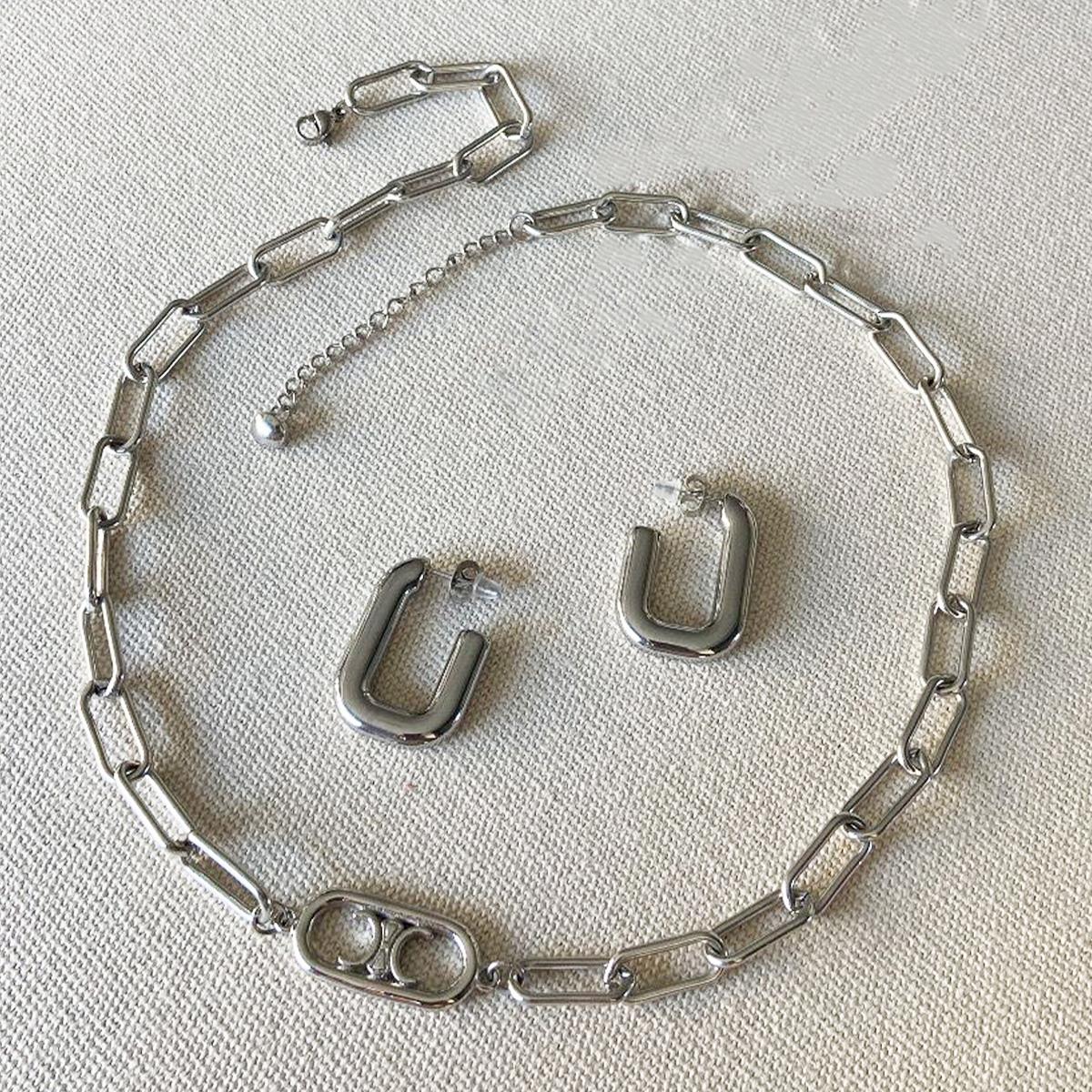 Trend Kolye Küpe Çelik Kombin