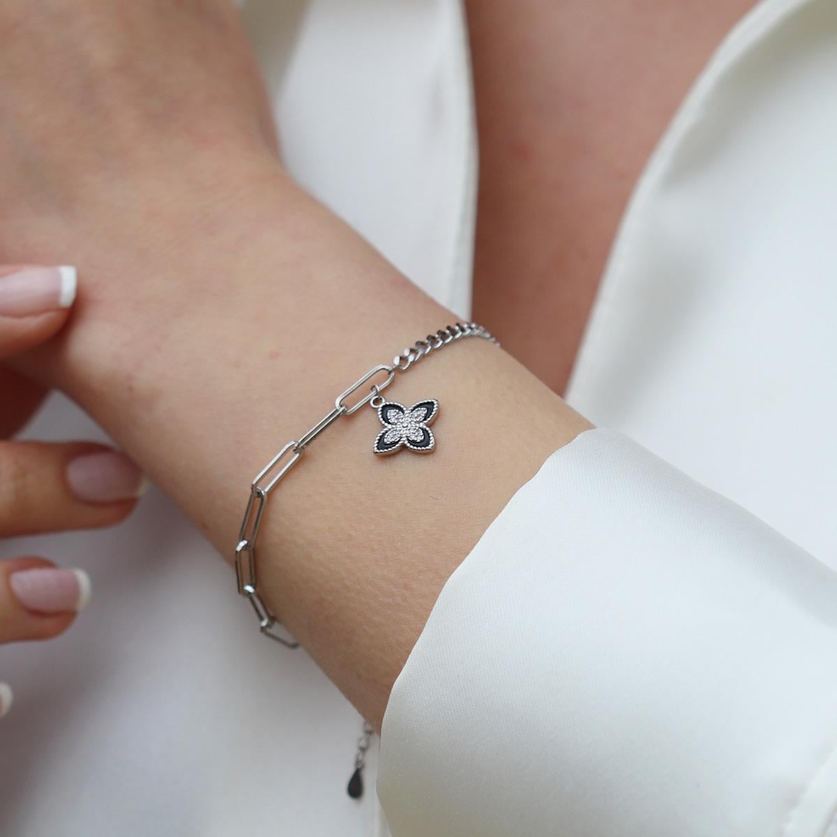 Van Cleef Trend Taşlı Gümüş Bileklik
