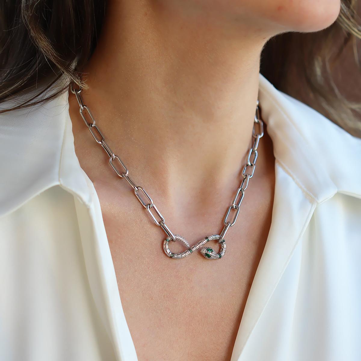 Yılan Sonsuzluk Modeli Zirkon Taşlı Set