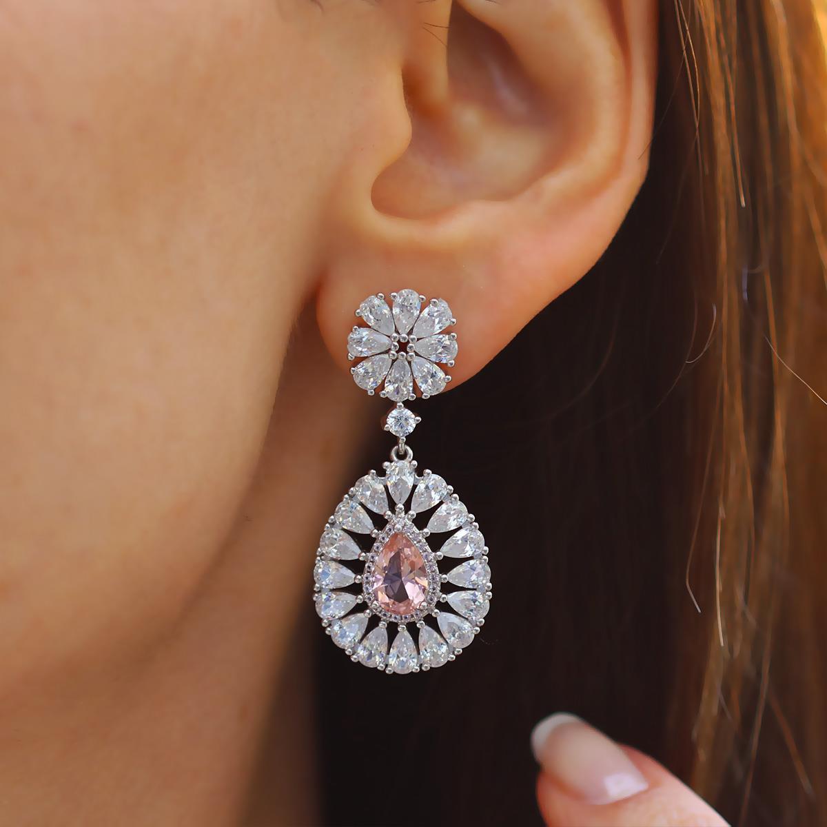 Zultanit Çiçek Damla Gümüş Küpe