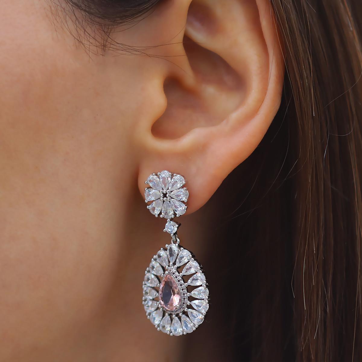 Zultanit Çiçek Damla Gümüş Küpe