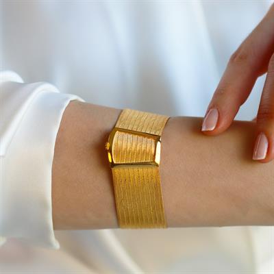 11 Sıra Hasır Gold Kaplama Gümüş Trabzon Kelepçe