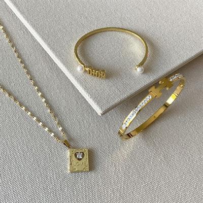 2li Kelepçe Gold Kolye Set