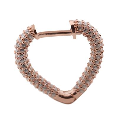 3 Boyutlu Kalp Rose Gold Kaplama Gümüş Küpe
