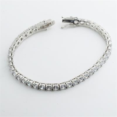 3 mm Zirkon Taşlı Su Yolu Gümüş Bileklik