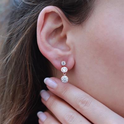 3lü Sıra Zirkon Taşlı Rose Gold Kaplama Gümüş Set