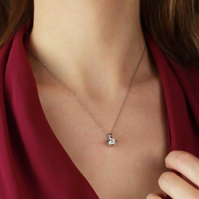 4 Tırnaklı Round Kesim Starlight Diamond Gümüş Takım