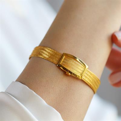 5 Sıra Hasır Gold Kaplama Gümüş Trabzon Kelepçe