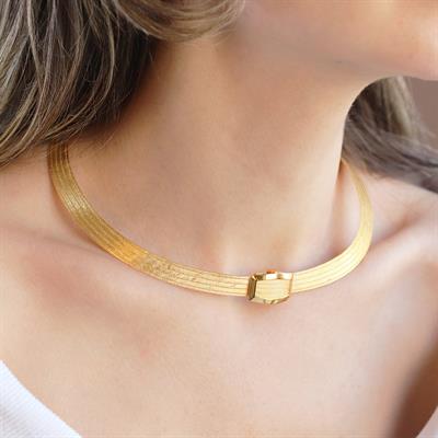 5 Sıra Hasır Gold Kaplama Gümüş Trabzon Gerdanlık