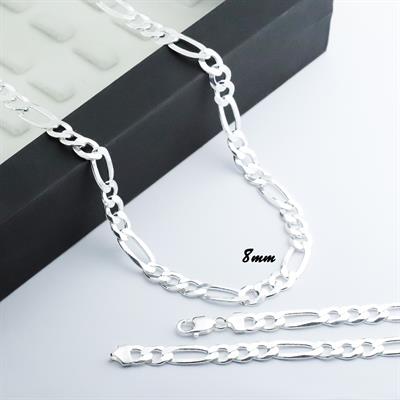8 mm Figaro Gümüş Zincir Kolye