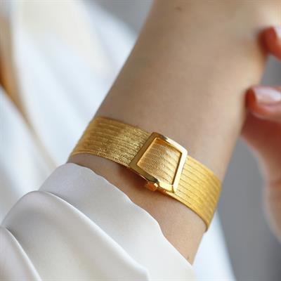 9 Sıra Hasır Gold Kaplama Gümüş Trabzon Kelepçe