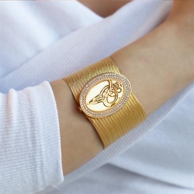 925 Ayar Gümüş Üzerine Gold Kaplama 19 Sıra Trabzon Kelepçe