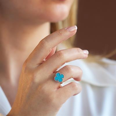 Alhambra Model Mavi Mine Taşlı Gümüş Yüzük