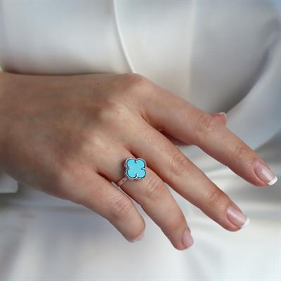 Alhambra Model Mavi Mine Taşlı Gümüş Yüzük