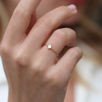 Alhmbra Gold Kaplama Minimal Gümüş Yüzük