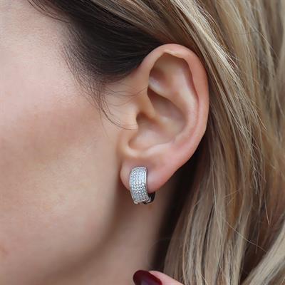 Alice Çift Taraflı Renkli Mine İşli Gümüş Halka Küpe