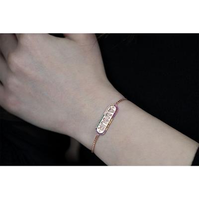 Amour (Aşk) Yazılı Plaka Rose Kaplama Gümüş Bileklik