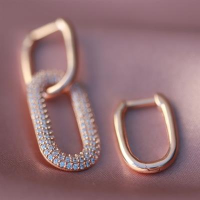 Apm Monaco Modeli Beyaz Zirkon Taşlı Rose Gold Kaplama Gümüş Küpe