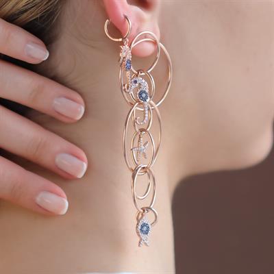 Apm Tasarım Modeli Deniz Atı Rose Gold Kaplama Gümüş Küpe