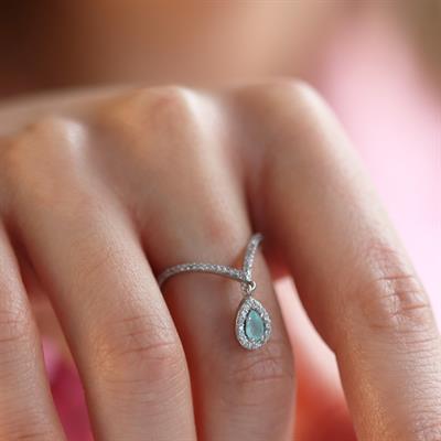 Aquamarin Taşlı İkon Gümüş Yüzük