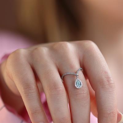 Aquamarin Taşlı İkon Gümüş Yüzük