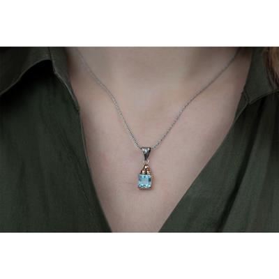 Aquamarine Taşlı Gümüş Otantik Kolye