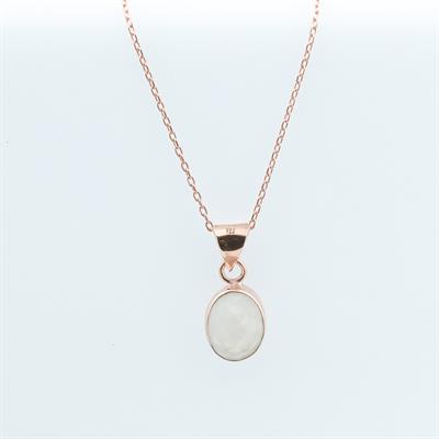 Ay Taşlı Rose Gold Kaplama Doğal Taş Gümüş Kolye