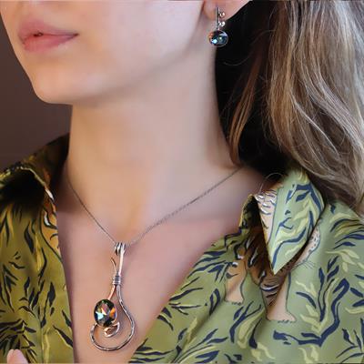 Azotic Topaz Taşlı El İşi Otantik Gümüş Set