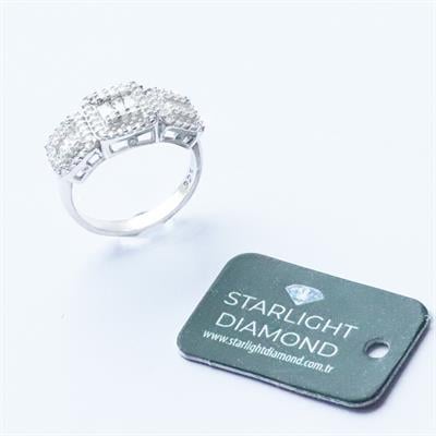 Baget Kesim 3lü Starlight Daimond Gümüş Yüzük