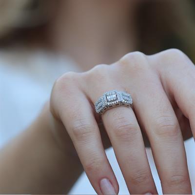 Baget Kesim 3lü Starlight Daimond Gümüş Yüzük