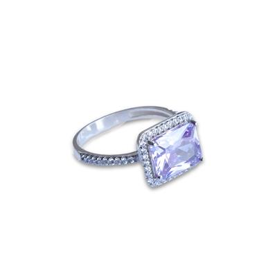 Baget Kesim Ametist Taş Gümüş Yüzük