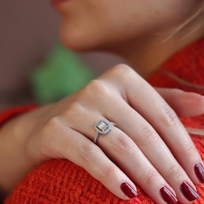 Baget Kesim Oval Starlight Diamond Gümüş Yüzük