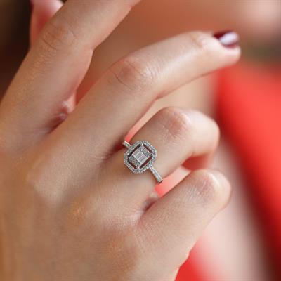 Baget Kesim Oval Starlight Diamond Gümüş Yüzük