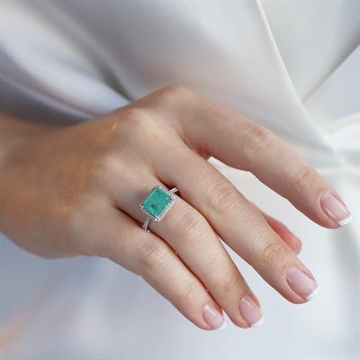 Baget Kesim Paraiba Taş Gümüş Yüzük