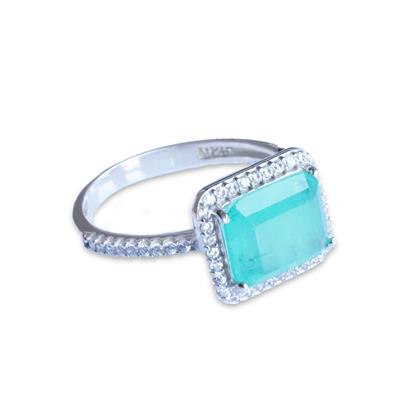 Baget Kesim Paraiba Taş Gümüş Yüzük