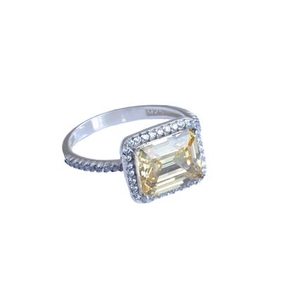 Baget Kesim Sitrin Taş Gümüş Yüzük