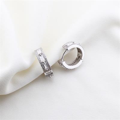 Baget Kesim Starlight Diamond Gümüş Halka Küpe