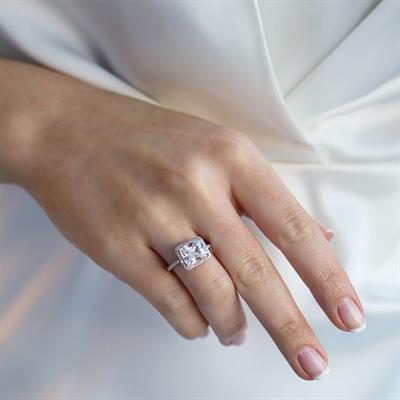 Baget Kesim Zirkon Taş Gümüş Yüzük