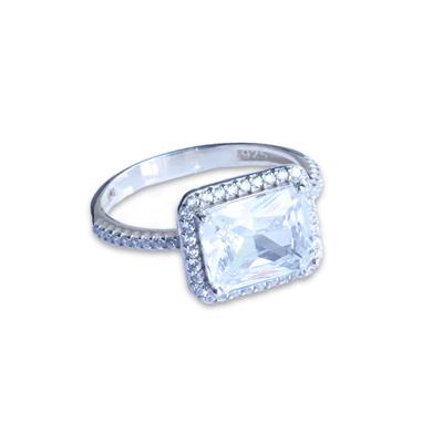 Baget Kesim Zirkon Taş Gümüş Yüzük